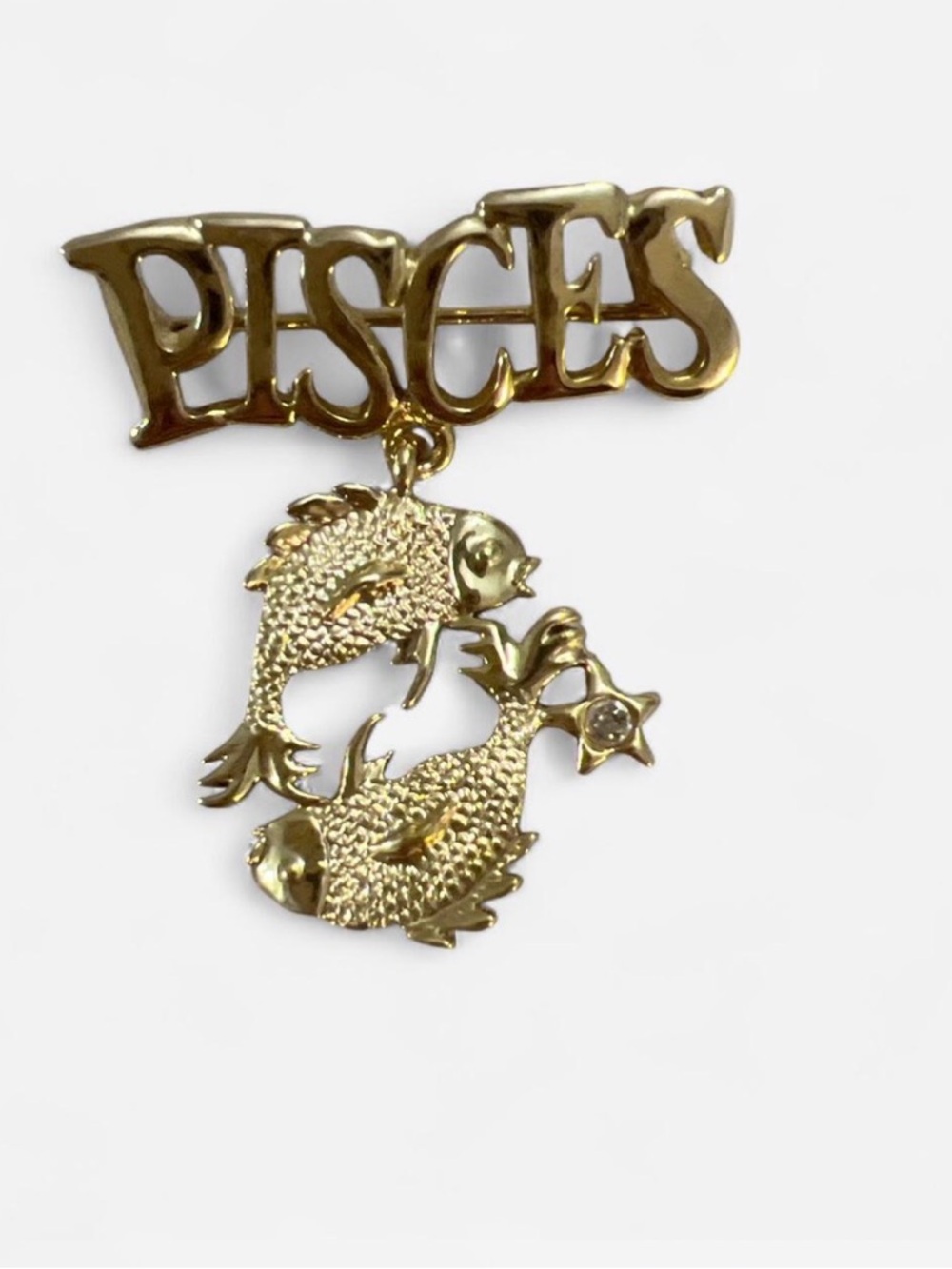 Pisces Gold-Tone Fish Zodiac Pin Brooch